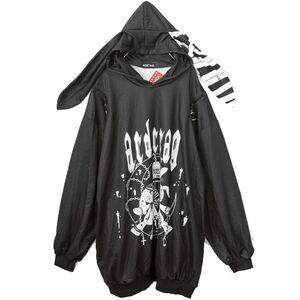 ACDC RAG Goth Emo Punk Bunny Ear Oversized Cute Hoodie